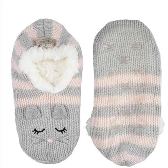 Coffee Shoppe Cat Ankle Slippers (Size S/M 5-7) - Picture 2 of 4